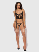 Cecily Lace & Chain Bustier & Hipster Set in Black Lingerie by House of Desire- The Nookie