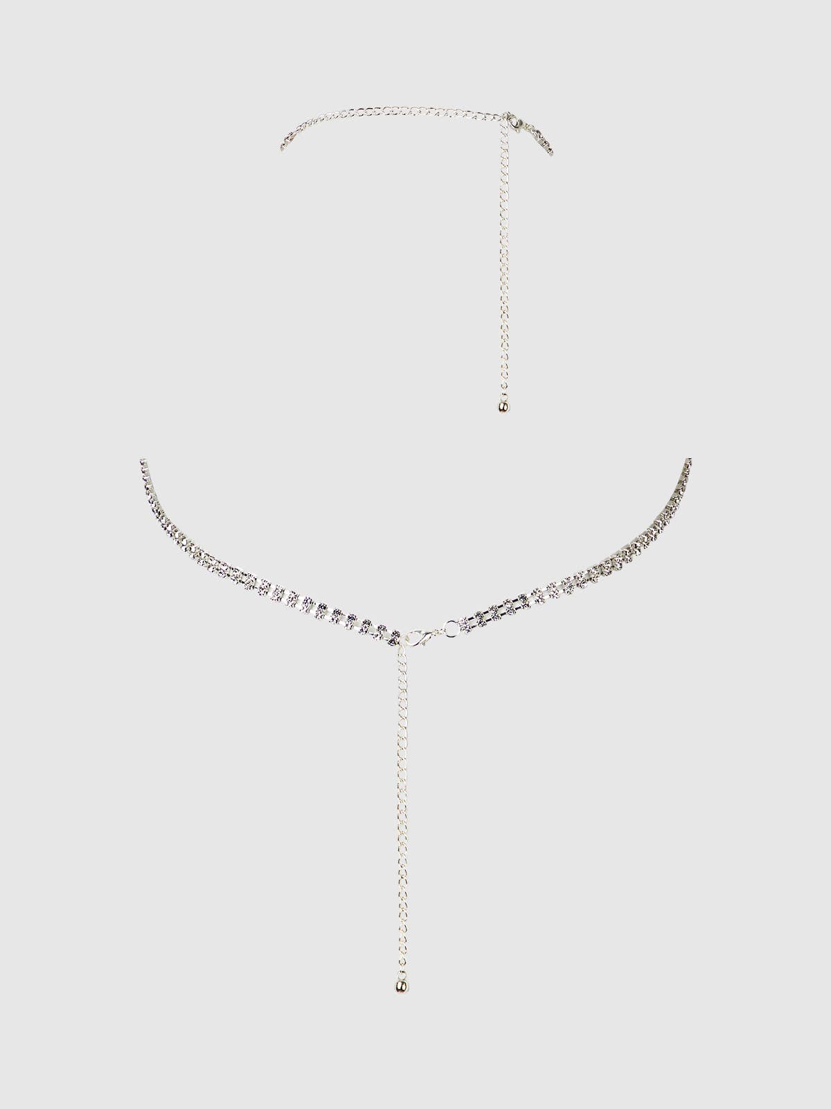 Chainmail Rhinestone Triangle Bra in Silver Lingerie by House of Desire- The Nookie