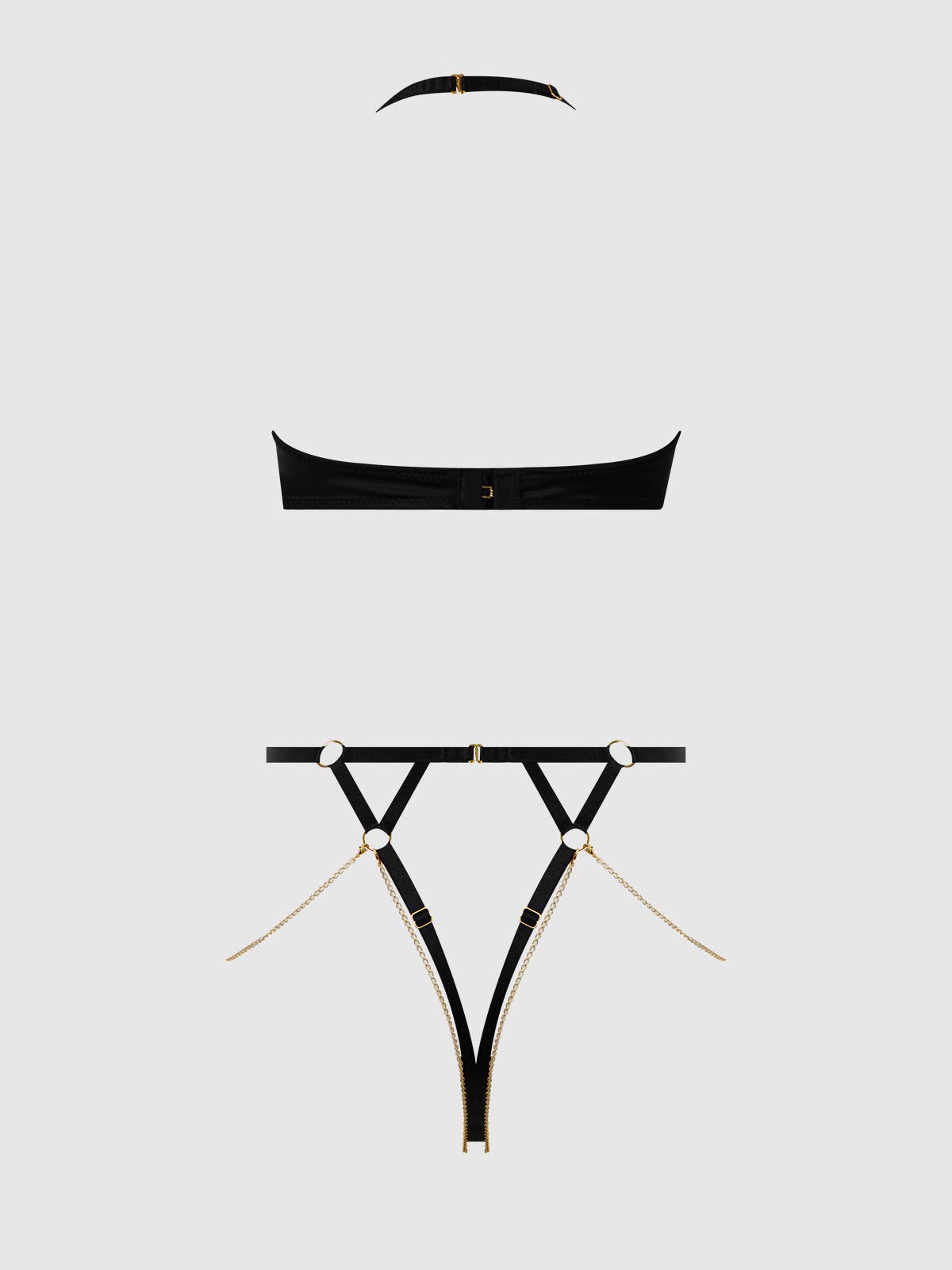 Eve Lace & Chain Crotchless Harness Teddy Lingerie by House of Desire- The Nookie