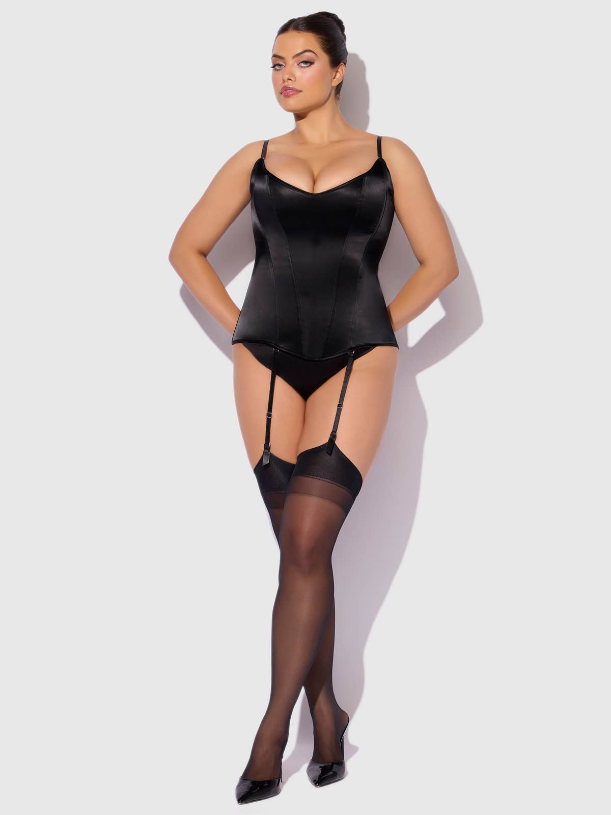 Juliet Satin Full Boning Scoop Neck Corset Lingerie by House of Desire- The Nookie