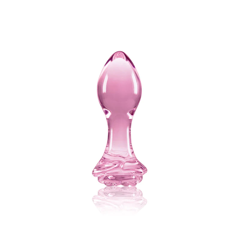  Crystal Glass Rose Plug in Pink Dildo by NS Novelties- The Nookie
