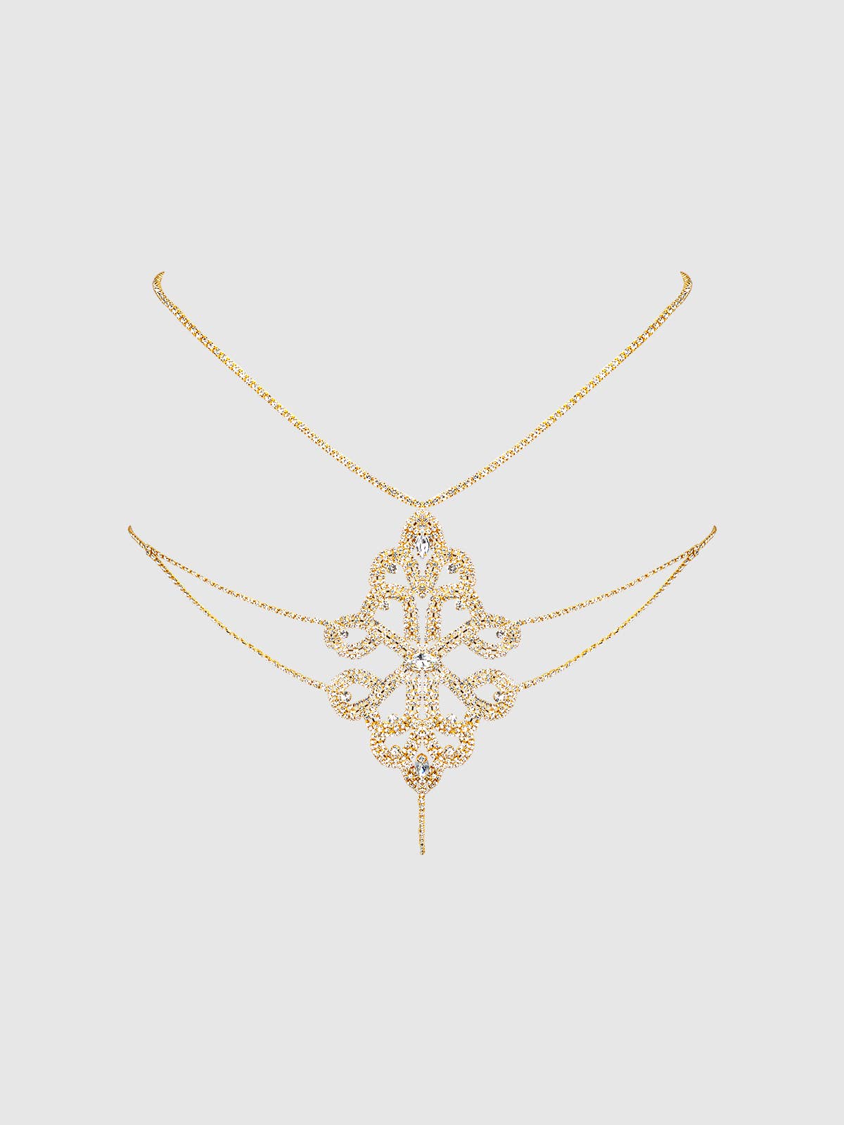 Rhinestone Swirl Knot Panty in Gold Lingerie by House of Desire- The Nookie