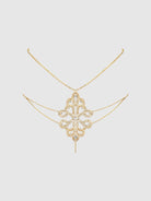 Rhinestone Swirl Knot Panty in Gold Lingerie by House of Desire- The Nookie