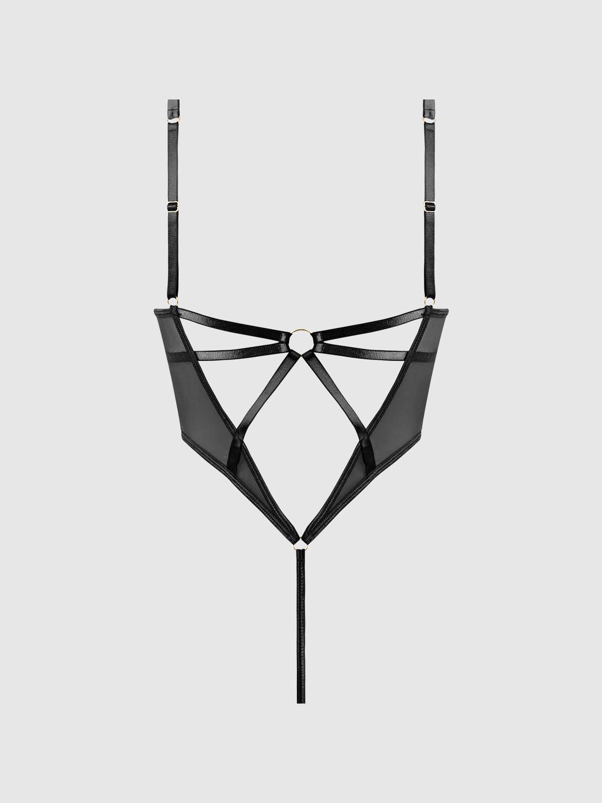 Raquel Mesh and Silky Micro Underwire Bodysuit Lingerie by House of Desire- The Nookie