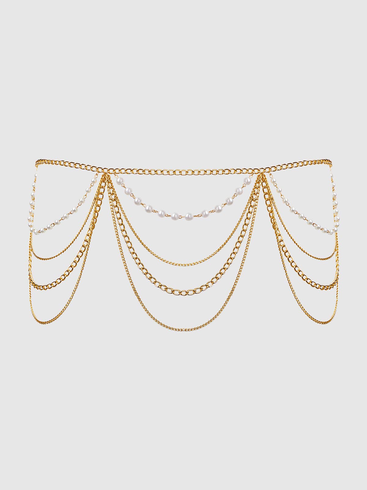 Pearl & Chain Draped Garter Lingerie by House of Desire- The Nookie