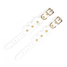 White Leather Flowers Hand Cuffs Kink by Liebe Seele- The Nookie