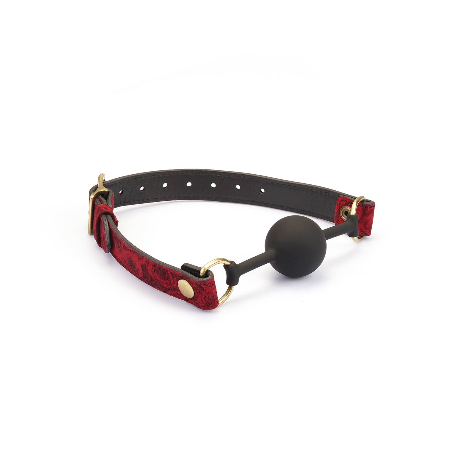 Kinbaku Ukiyoe Ball Gag with Red Rosy Lamb Sued Leather Kink by Liebe Seele- The Nookie