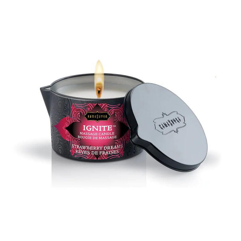  Ignite Massage Candle in Strawberry Dreams Massage by Kama Sutra- The Nookie