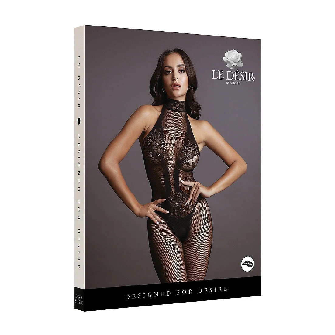 Le Désir High Neck Fishnet and Lace Bodystocking Lingerie by Shots- The Nookie