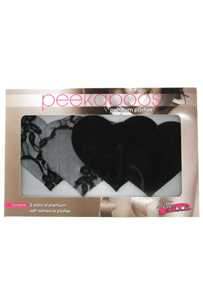  Peekaboos Satin and Lace Heart Pasties Lingerie by X-Gen- The Nookie