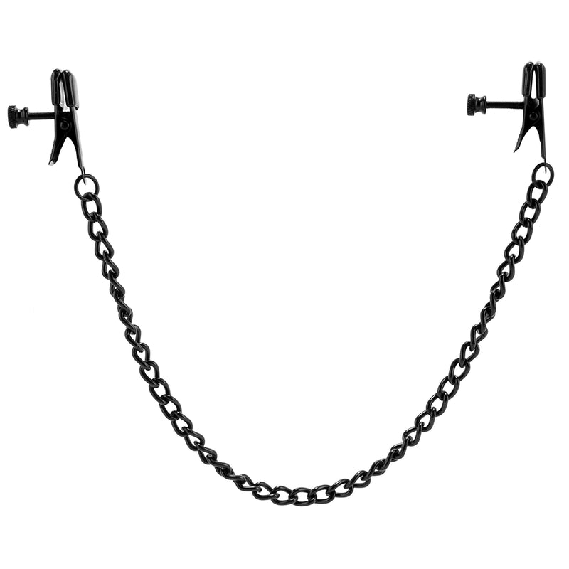 Broad Tip Nipple Clamps with Black Link Chain by Spartacus – The Nookie