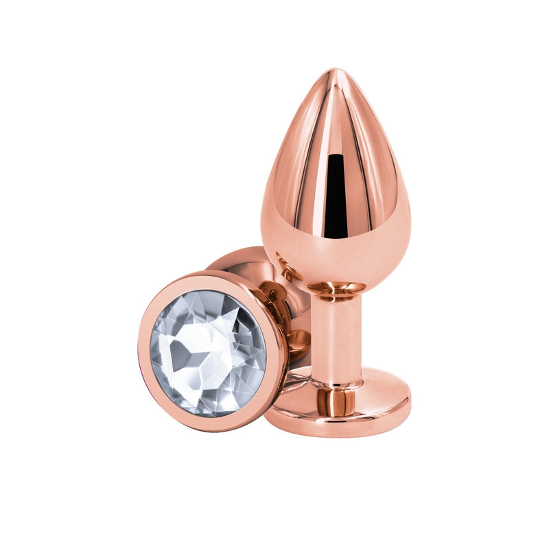  Medium Rose Gold Plug with Clear Gem Dildo by NS Novelties- The Nookie