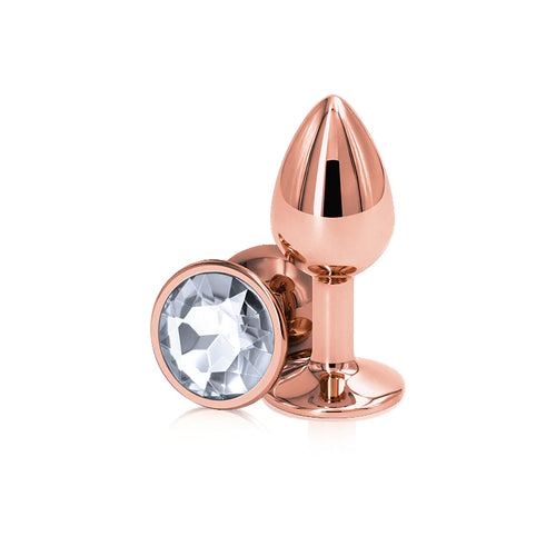  Small Rose Gold Plug with Clear Gem Dildo by NS Novelties- The Nookie
