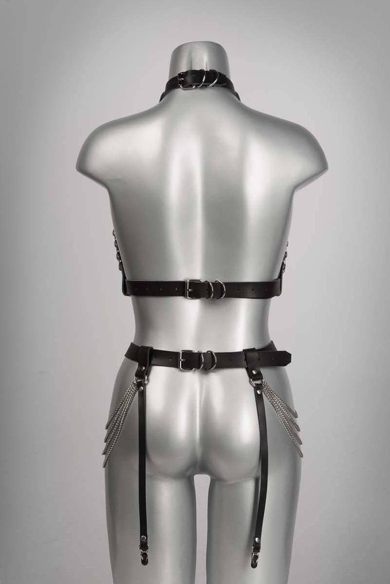  Fascinate Chain Leather Harness Lingerie by Voyeur X- The Nookie