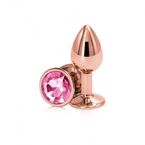  Small Rose Gold Plug with Pink Gem Dildo by NS Novelties- The Nookie