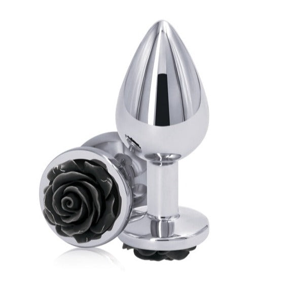  Medium Silver Plug with Black Rose Dildo by NS Novelties- The Nookie