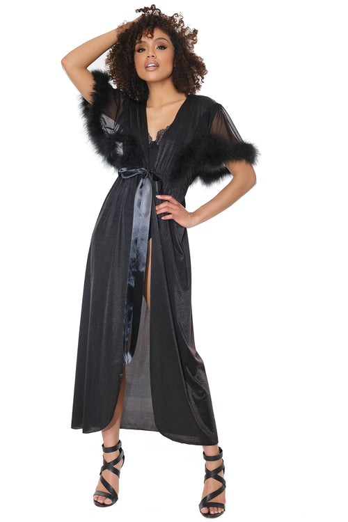  Marabou Robe in Black Lingerie by Coquette- The Nookie
