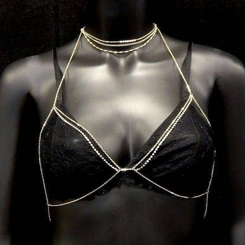  Open Cup Rhinestone Bra Jewelry in Gold Lingerie by Diacly- The Nookie