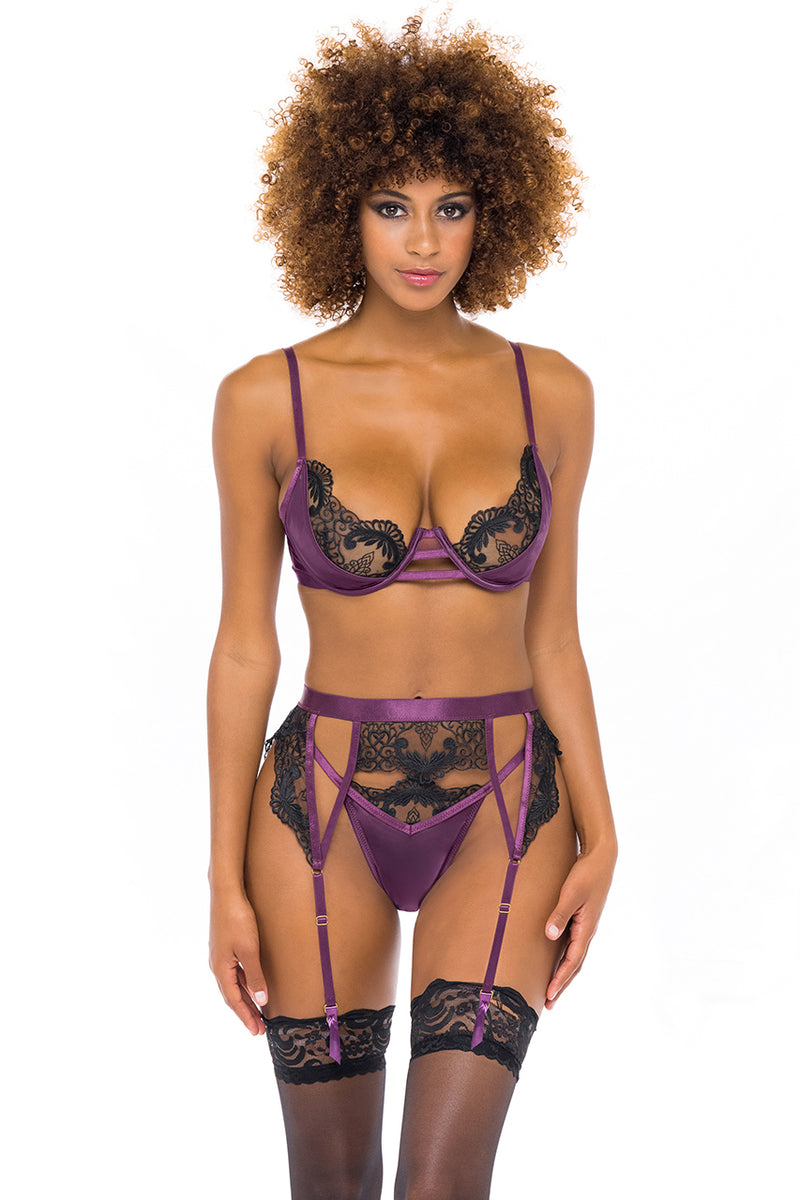  Cadence Lace and Mesh Three Piece Set Lingerie by Oh La La Cheri- The Nookie