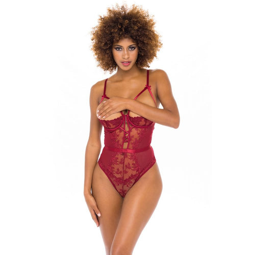  Kira Floral Embroidery Open Cup Teddy Lingerie by Oh La La Cheri- The Nookie