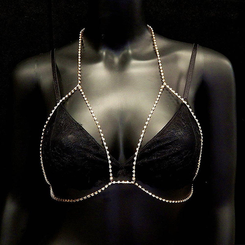  Rhinestone Open Cup Bra Jewelry Chain Lingerie by Diacly- The Nookie