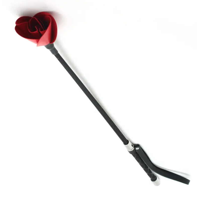  Black and Red Leather Flower Riding Crop Kink by Liebe Seele- The Nookie