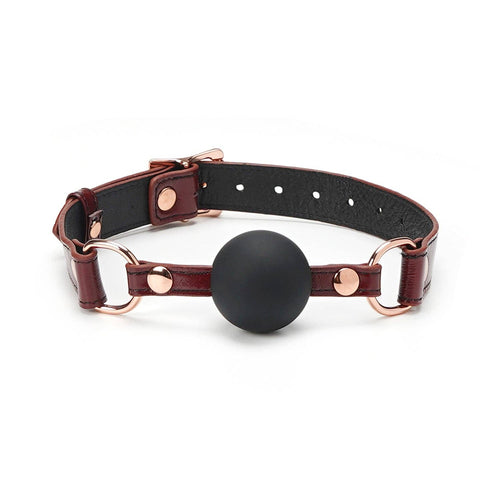  Silicone Ball Gag with Wine Red Leather Straps Kink by Liebe Seele- The Nookie