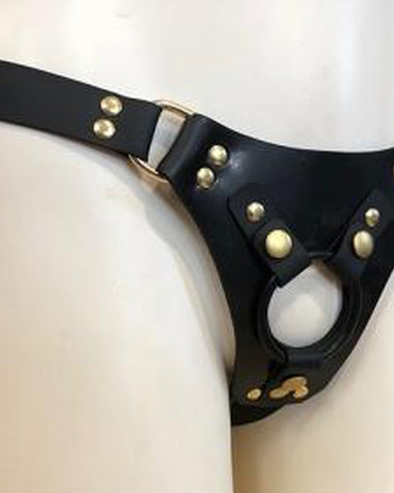  Vegan Black and Brass Jag Harness by Aslan Leather- The Nookie