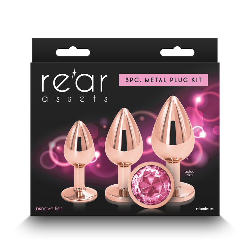  Three Piece Trainer Kit in Rose Gold with Pink Gem Dildo by NS Novelties- The Nookie