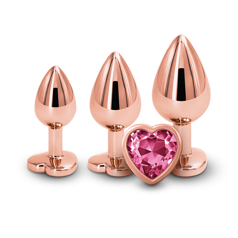  Three Piece Trainer Kit in Rose Gold with Pink Heart Gem Dildo by NS Novelties- The Nookie