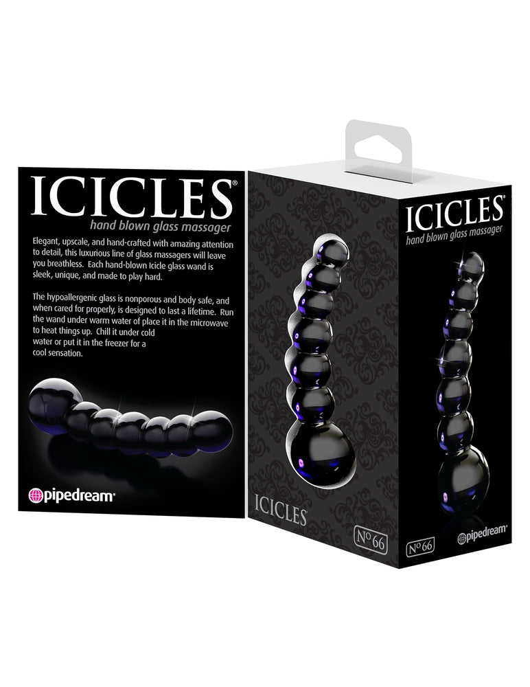  Icicles No. 66 Glass Plug in Black Dildo by Pipedream- The Nookie