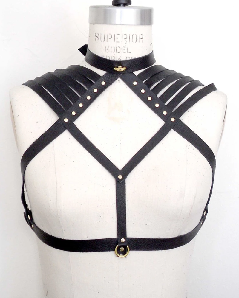  Aisling Strappy Leather Shoulder Harness Lingerie by Love Lorn- The Nookie
