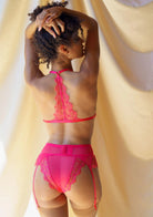  Mystic Shadow Suspender Belt in Raspberry Lingerie by Atelier Amour- The Nookie