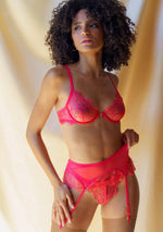  Mystic Shadow Suspender Belt in Raspberry Lingerie by Atelier Amour- The Nookie