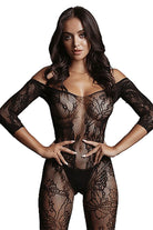  Le Désir Black Lace Sleeved Bodystocking Lingerie by Shots- The Nookie